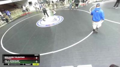 43 lbs Quarterfinal - Benjamin Tolentino, California vs Mila Gonzalez, Turlock Wrestling Club