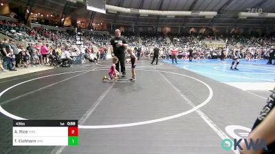 43 lbs Semifinal - Teagan Eichhorn, Vinita Kids Wrestling vs Avery Rice, Tironook Wrestling