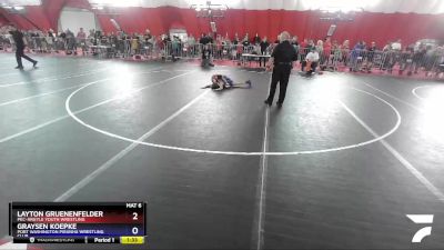 83 lbs Cons. Round 2 - Layton Gruenenfelder, Pec-Argyle Youth Wrestling vs Graysen Koepke, Port Washington Piranha Wrestling Club