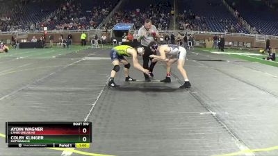 D1-150 lbs Cons. Round 3 - Aydin Wagner, L`Anse Creuse HS vs Colby Klinger, Mattawan HS