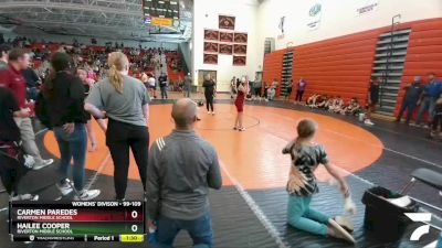 99-109 lbs Semifinal - Hailee Cooper, Riverton Middle School vs Carmen Paredes, Riverton Middle School