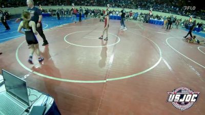 75 lbs Round Of 16 - Evan Davis, Oklahoma Wrestling Academy vs Piper Weaver, BullTrained