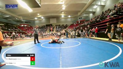 75 lbs Semifinal - Callan Robinson, Pawnee Peewee Wrestling vs Kade Cole, Coweta Tiger Wrestling