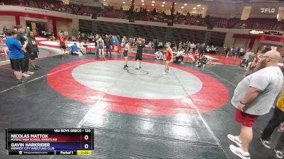 120 lbs Cons. Round 2 - Nicolas Mattox, Poteau High School Wrestling vs Gavin Harkrider, Midwest City Wrestling Club