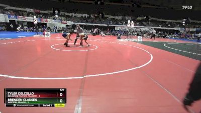 120 lbs Champ Round 1 (16 Team) - Tyler Delcollo, Delaware Military Academy vs Brenden Clausen, Western Branch