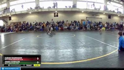 45 lbs Quarterfinal - Judah Rasmason, Rick Larsen Wrestling Club vs Owen Koehler, Reitz Wrestling Club