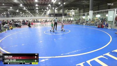 80 lbs Finals (2 Team) - Luke Miller, GREAT BRIDGE WRESTLING CLUB vs Ben Cox, SHENANDOAH VALLEY WC