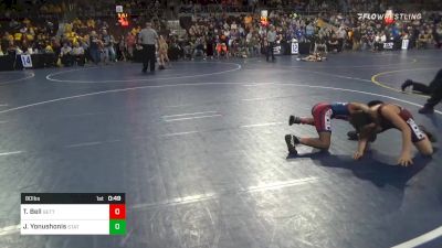 80 lbs Consy 1 - Ty Heime Bell, Gettysburg vs James Yonushonis, State College