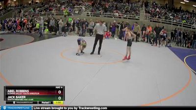 63 lbs Champ. Round 2 - Abel Robbins, Illinois Valley Youth Wrestlin vs Jack Baker, South Medford Mat Club