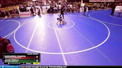 58 lbs Champ. Round 1 - Jacob Padilla, Red Wave Wrestling vs Alexandria Chagoya, Laguna Hills Hawkeye WC