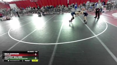 110 lbs Quarterfinal - Anthony Ballweg, Monona Grove/McFarland Wrestling Club vs Beck Dammann, Wisconsin