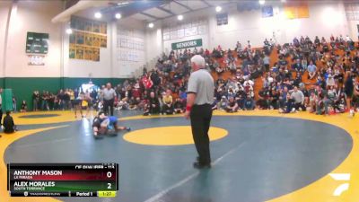 113 lbs Semifinal - Alex Morales, South Torrance vs Anthony Mason, La Mirada