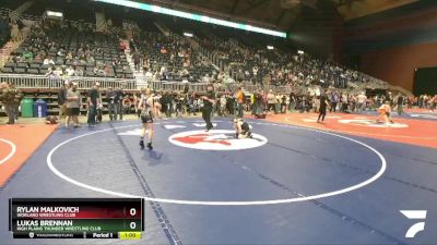 92 lbs Quarterfinal - Lukas Brennan, High Plains Thunder Wrestling Club vs Rylan Malkovich, Worland Wrestling Club