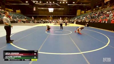 140 lbs Champ. Round 1 - Jayla Johnson, Wichita-Kapaun Mount Carmel vs Autumn Ashford, Bonner Springs