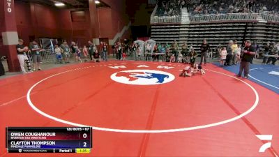 67 lbs Cons. Round 1 - Owen Coughanour, Riverton USA Wrestling vs Clayton Thompson, Pinedale Pummelers