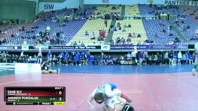 125 lbs Finals (2 Team) - Zane Ely, Aurora Universtiy vs Andrew Punzalan, Wabash