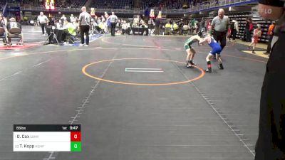 55 lbs Round Of 32 - Gabe Cox, Corry vs Tate Kopp, Hempfield