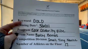 East Celebrity Elite [L1 Tiny - Novice - Restrictions] 2021 Varsity Virtual Competition Series - Prep & Novice I