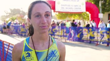 Sara Pagano after winning the Half Marathon on Monterey Bay
