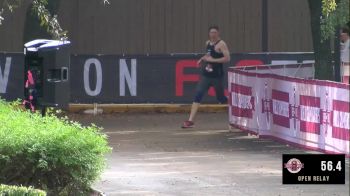 Gordon Mack crashes around curve in beer 4x400