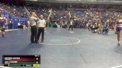 4A 220 lbs Quarterfinal - Sam Cowher, Cox Mill vs Hayden Haynes, McDowell