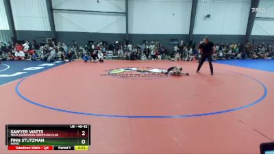 40-42 lbs Round 2 - Sawyer Watts, Team Aggression Wrestling Club vs Finn Stutzman, NWWC