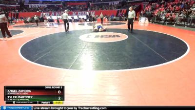 1A 160 lbs Cons. Round 2 - Tyler Martinez, Yorkville (Christian) vs Angel Zamora, Hoopeston (H. Area)