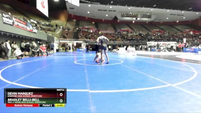 138 lbs Cons. Round 3 - Bradley Belli-Bell, Will C Wood High School Wrestling vs Devin Marquez, Hanford High School Wrestling