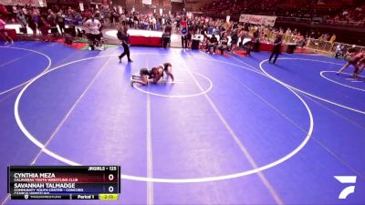 125 lbs Semifinal - Cynthia Meza, Calaveras Youth Wrestling Club vs Savannah Talmadge, Community Youth Center - Concord Campus Wrestling