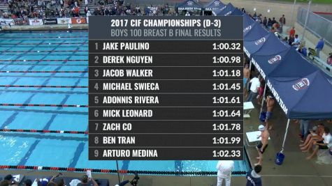 CIF-SS Div. 3 Boys 100 Breaststroke A-Final