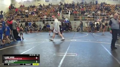 72 lbs Cons. Round 3 - Luke Wise, Zane Trace Wrestling Club vs Levi Barnett, Northeastern