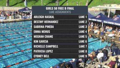 CIF-SS Div. 4 Girls 50 Freestyle B-Final