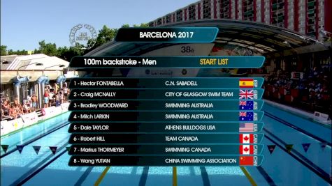 Barcelona Men's 100m Back Final