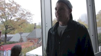 Jerry Schumacher reacts to Shalane Flanagan's New York City Marathon victory