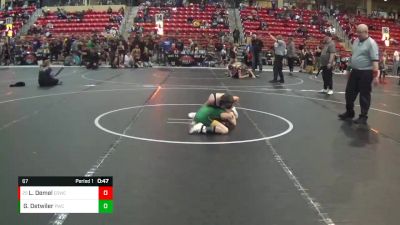 67 lbs Cons. Round 3 - Levin Demel, El Dorado Wrestling Club vs Garrett Detwiler, Pratt Wrestling Club