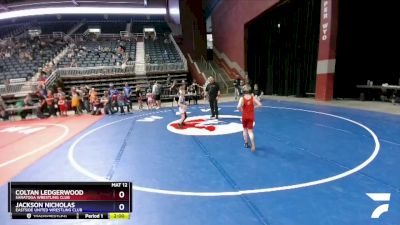 67 lbs Cons. Round 3 - Coltan Ledgerwood, Saratoga Wrestling Club vs Jackson Nicholas, Eastside United Wrestling Club