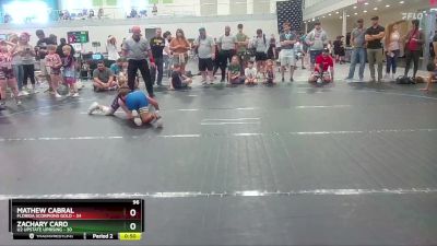 96 lbs Round 9 (10 Team) - Mathew Cabral, Florida Scorpions Gold vs Zachary Caro, U2 Upstate Uprising