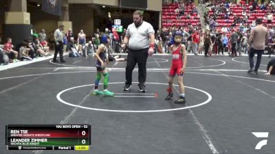 52 lbs Quarterfinal - Ren Tse, Greater Heights Wrestling vs Leander Zimmer, Wichita Blue Knight