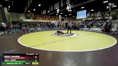 78 lbs Semifinal - Beau Junge, Temecula Valley Wrestling Club vs Brody Navarro, Imperial Valley Panthers Wrest