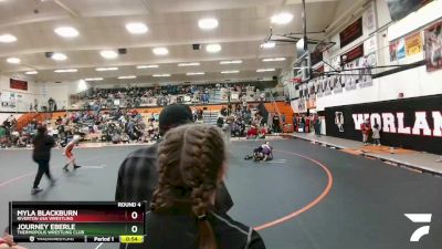 54-60 lbs Round 4 - Journey Eberle, Thermopolis Wrestling Club vs Myla Blackburn, Riverton USA Wrestling