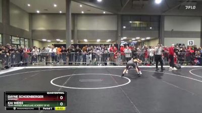 85 lbs Quarterfinal - Dayne Schoenberger, Wakeeney vs Kai Weiss, Team Hammer Wrestling Academy Of KS