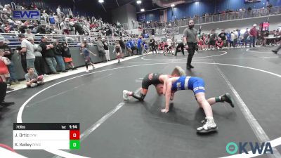 70 lbs Semifinal - Jayden Ortiz, Coweta Tiger Wrestling vs Kaisen Kelley, Pryor Elementary Wrestling