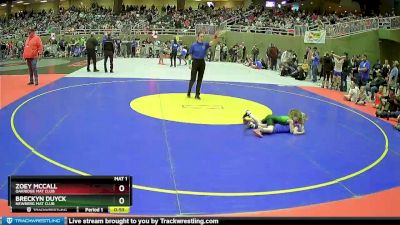 45 lbs Quarterfinal - Zoey McCall, Oakridge Mat Club vs Breckyn Duyck, Newberg Mat Club