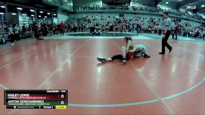 105 lbs Cons. Round 4 - Hailey Lewis, Cameron Youth Wrestling Club-AA vs Anton Goncharenko, Thoroughbred Wrestling Academy-AA