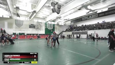 150 lbs Cons. Round 4 - Aiden Gutierrez, Yorba Linda vs Fonz Hernandez, Colony