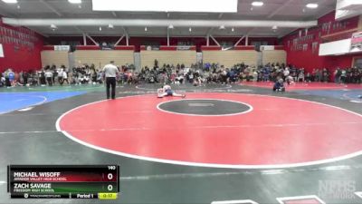 140 lbs Cons. Round 3 - Zach Savage, Freedom High School vs Michael Wisoff, Amador Valley High School