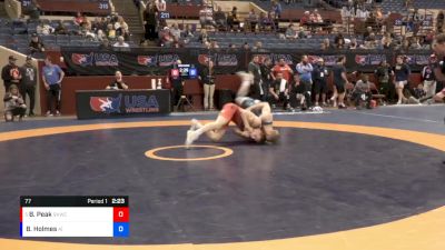 77 lbs Quarterfinal - Benjamin Peak, Sunkist Kids Wrestling Club vs Britton Holmes, Army (WCAP)