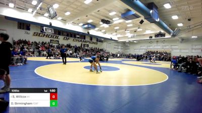 109 lbs Round Of 32 - Sean Willcox, St. John Bosco vs Donovan Birmingham, Fort Lupton (CO)