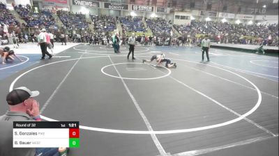 77 lbs Round Of 32 - Sonny Gonzales, Pikes Peak Warriors vs Braxton Bauer, West Grand