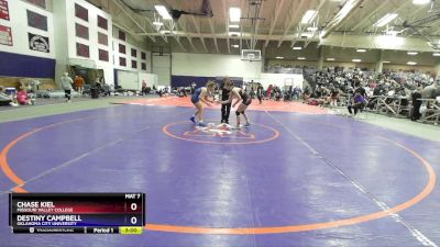 130 lbs Cons. Round 2 - Destiny Campbell, Oklahoma City University vs Chase Kiel, Missouri Valley College